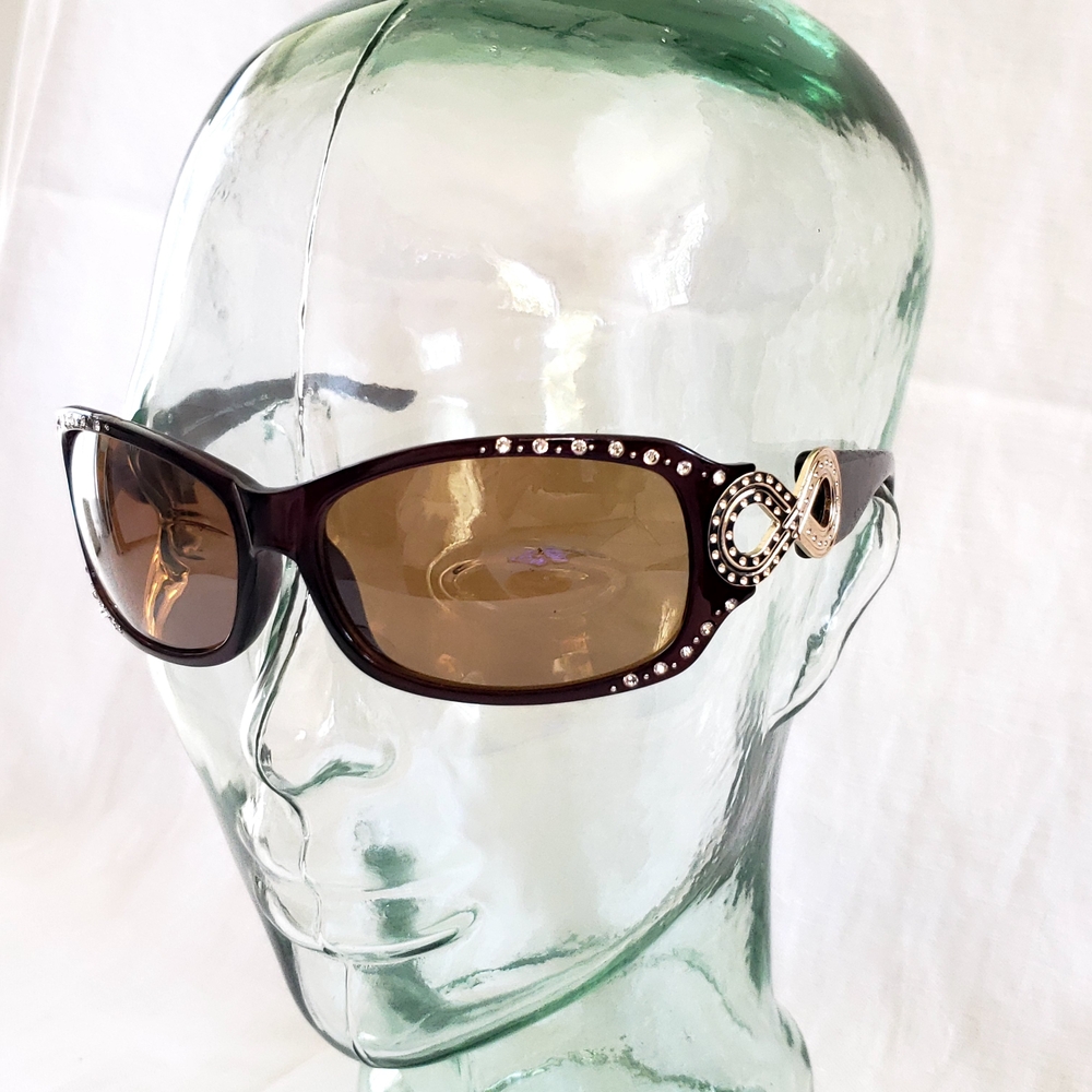 Vintage Y2K Brown /Silver Sunglasses w/ Rhinestone Detail